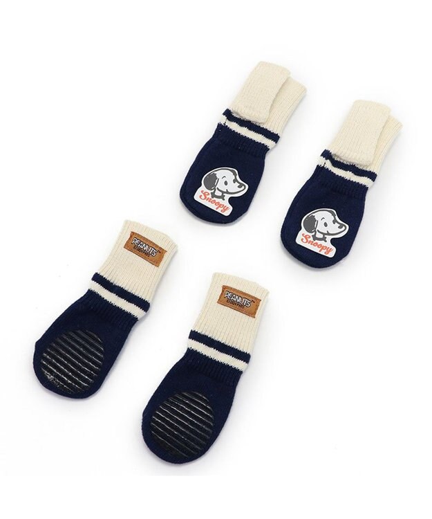 PET PARADISE スヌーピー makokoro スリット 靴下  ＳＳ 小型犬 紺(ネイビー・インディゴ)