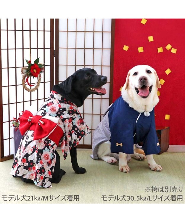 PET PARADISE ペットパラダイス 鶴華着物 中型犬 大型犬 ブラック×レッド