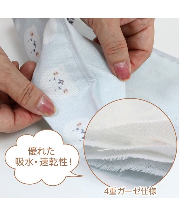 Mother garden しろたん 総柄 ガーゼハンカチ 四重ガーゼ ベビータオル グレー