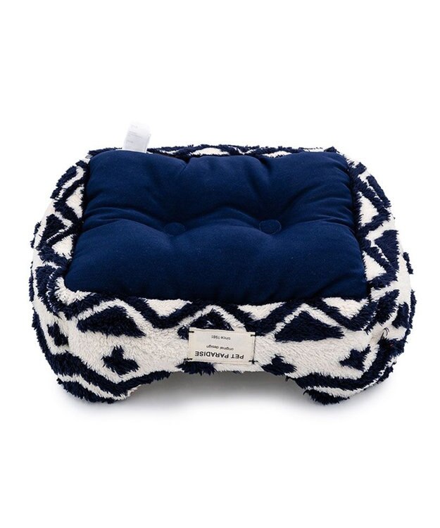 PET PARADISE ペットパラダイス  四角 カドラー 《カントリー柄》 Ｓ ホワイト×ネイビー