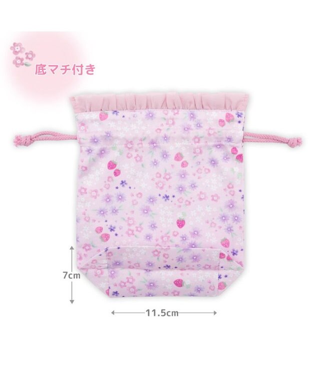 Mother garden マザーガーデン  野いちご コップ巾着 《小花いちご柄》 小花いちご柄