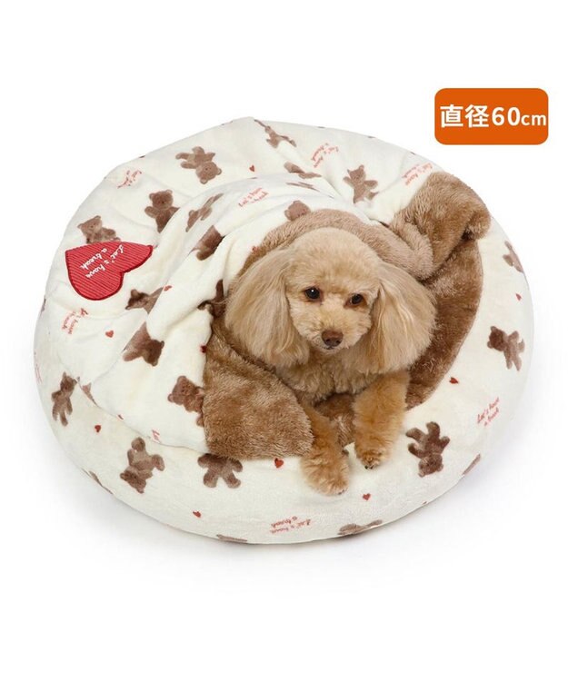 PET PARADISE ペットパラダイス 丸型寝袋 遠赤外線 《くまちゃん柄》 60cm くまちゃん柄