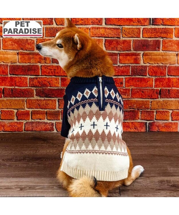 PET PARADISE ペットパラダイス ハーフジップアップ ニット 《ネイビー》 中型犬 大型犬 ネイビー