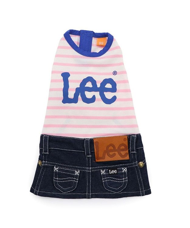 PET PARADISE Lee 鹿の子 ボーダー スカートつなぎ 小型犬 ネイビー×ピンク