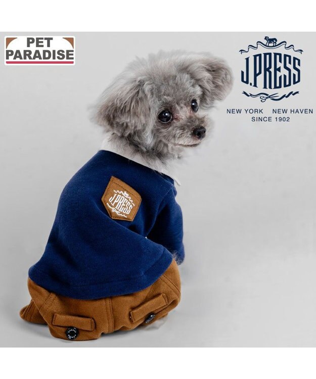 PET PARADISE J.PRESS 襟付きトレーナー パンツつなぎ 小型犬 ネイビー