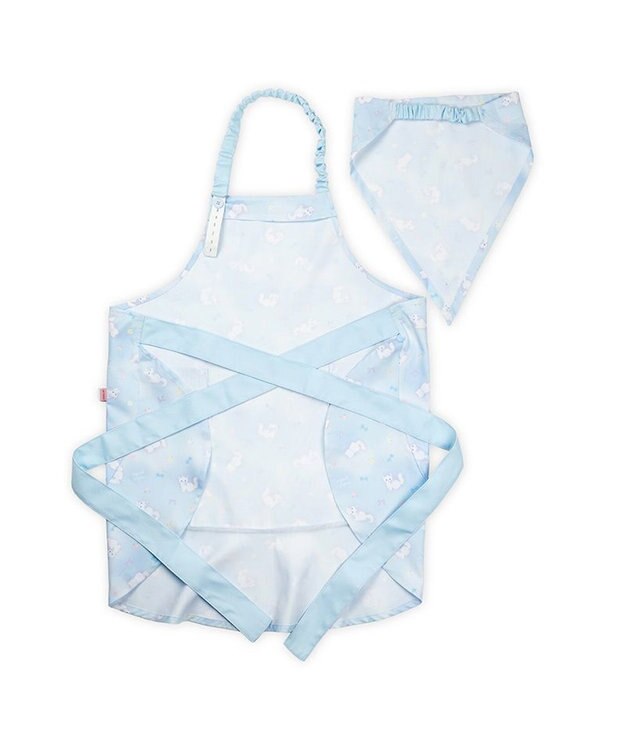 Mother garden マザーガーデン フリルエプロン 三角巾付き 130～150cm 《ふわねこ柄》 ふわねこ柄