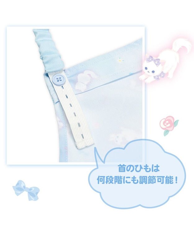 Mother garden マザーガーデン フリルエプロン 三角巾付き 130～150cm 《ふわねこ柄》 ふわねこ柄