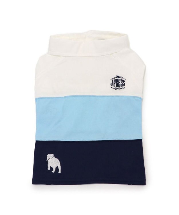 PET PARADISE J.PRESS スキッパーポロシャツ トリコロール 小型犬 ホワイト×ブルー