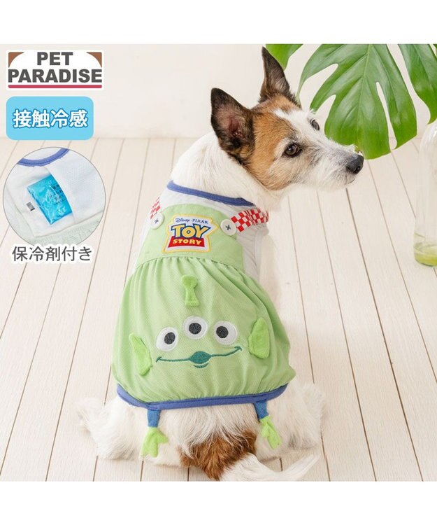 PET PARADISE ディズニー トイ・ストーリー エイリアン お顔 ポケットクール タンクトップ 小型犬 グリーン