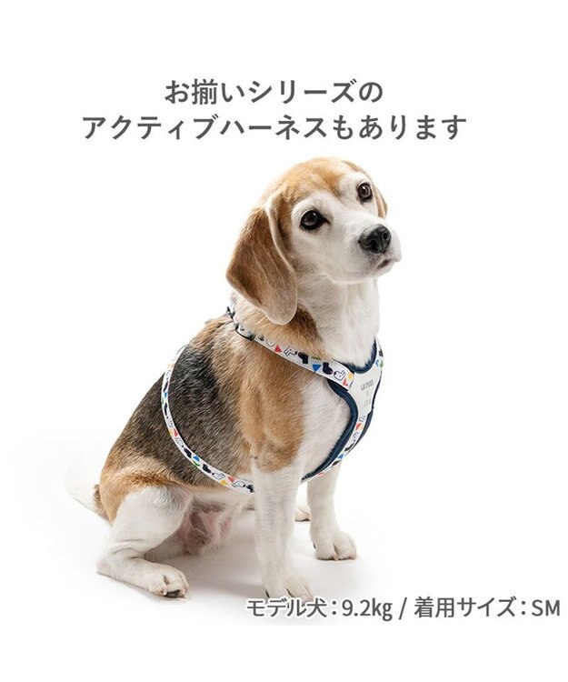 PET PARADISE リサとガスパール ショルダー リード 《三角柄》 ＳＭ 中型犬 ホワイト×ネイビー
