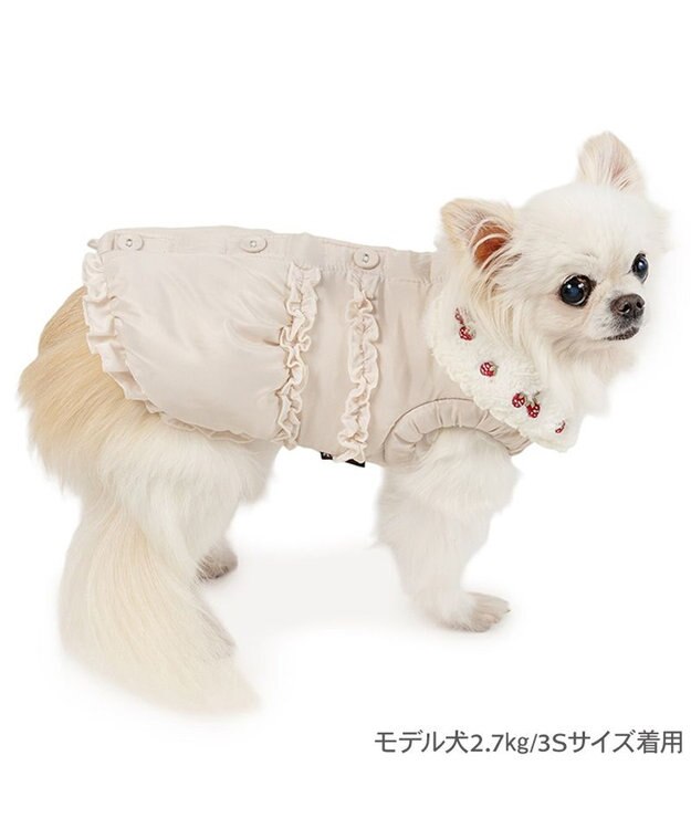 PET PARADISE ペットパラダイス 遠赤外線 苺襟付き 綿入れ ベスト  小型犬 ベージュ