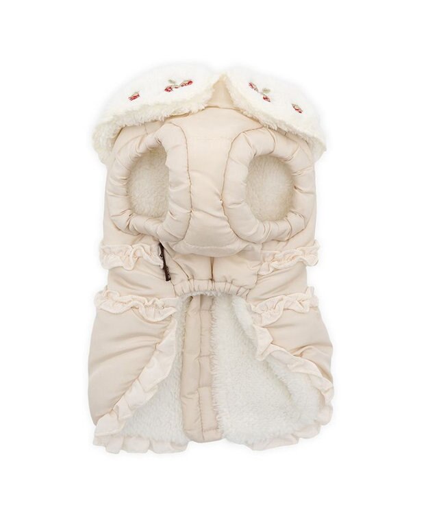 PET PARADISE ペットパラダイス 遠赤外線 苺襟付き 綿入れ ベスト  小型犬 ベージュ