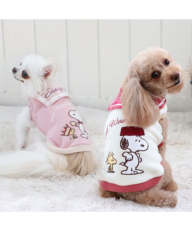 PET PARADISE スヌーピー チェック襟 トレーナー 《ホワイト》 小型犬 ホワイト
