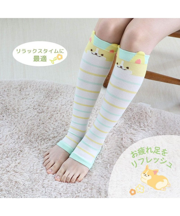 Mother garden マザーガーデン ふわんこ コーギー ひざ下 着圧靴下 レディースフリーサイズ -