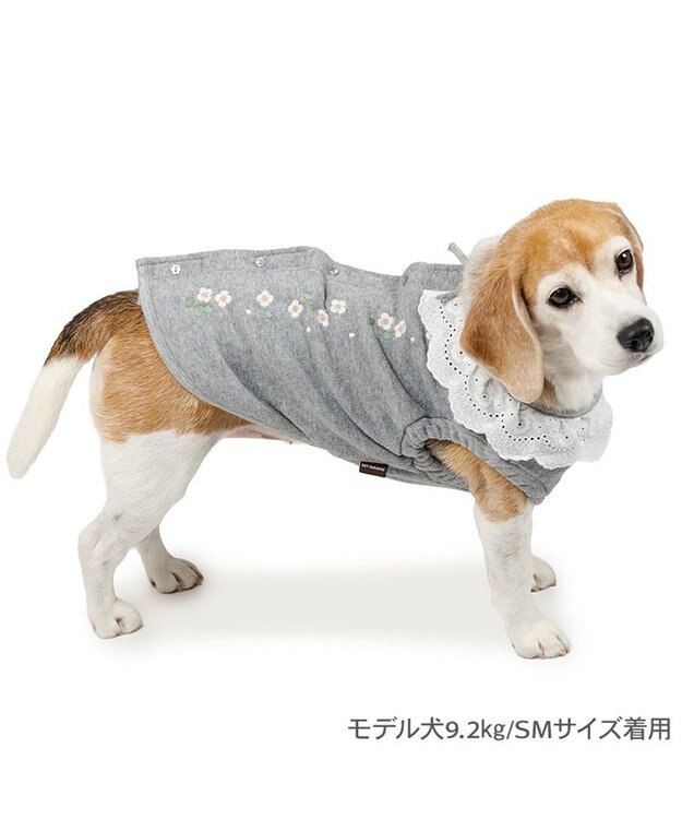 PET PARADISE ペットパラダイス お花刺繍 ベスト 中型犬 大型犬 ライトグレー