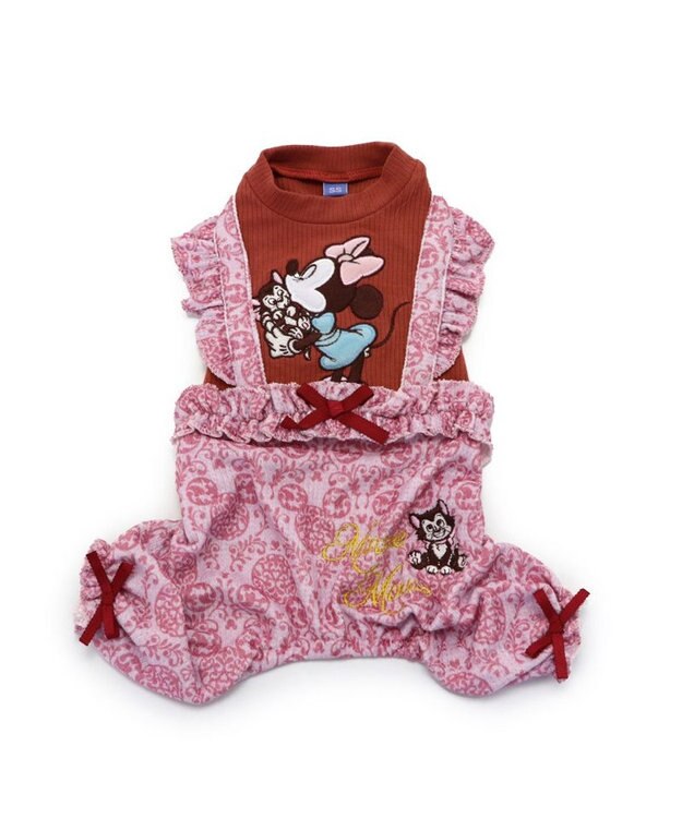 PET PARADISE ディズニー  ミニーマウス  アンティーク柄ロンパース 【小型犬】 ピンク
