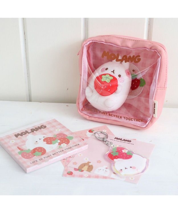 Mother garden マザーガーデン MOLANG モラン スクエアポーチ 《 桃色 / 茶色 》 単品 ポーチ 小物入れ 桃色