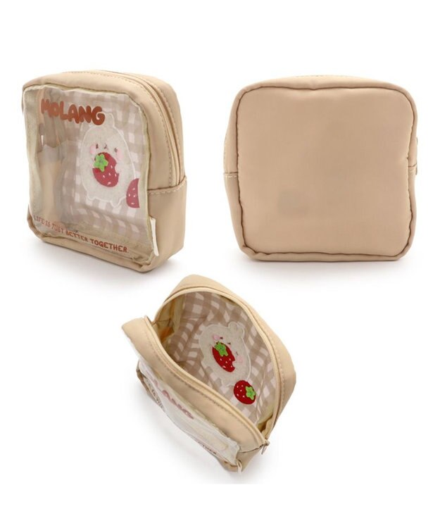 Mother garden マザーガーデン MOLANG モラン スクエアポーチ 《 桃色 / 茶色 》 単品 ポーチ 小物入れ 茶色