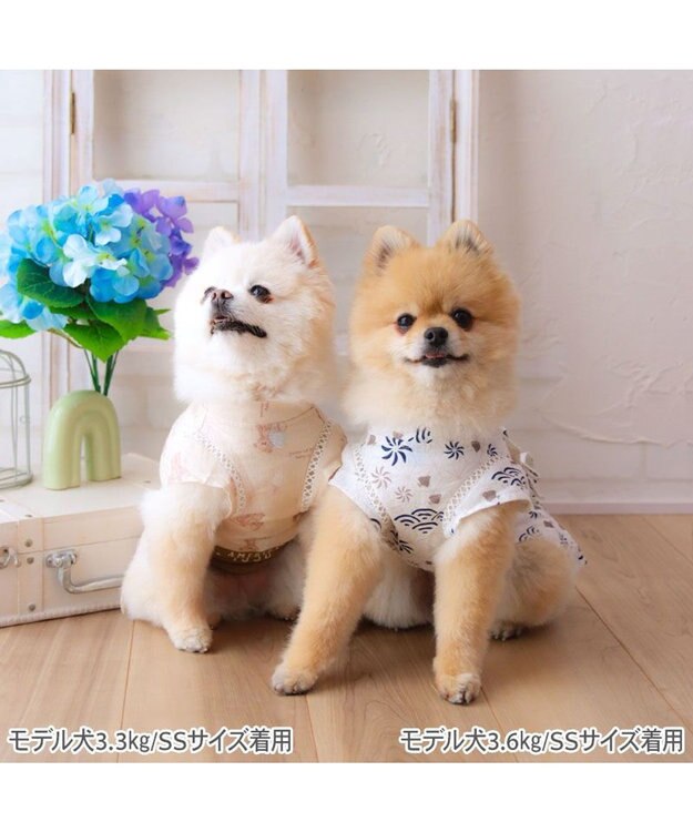 PET PARADISE ペットパラダイス 甚平 《ちどり柄》 小型犬 ホワイト