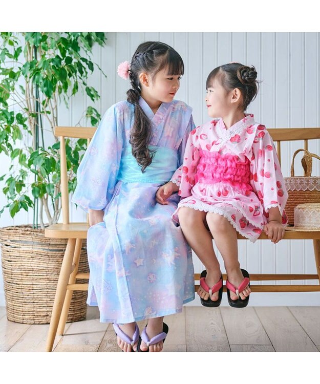 Mother garden マザーガーデン キッズ ドレス セパレート 浴衣 《野いちご 水彩柄》 95～100cm 野いちご水彩柄