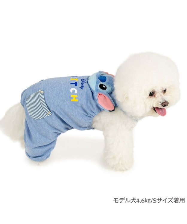 PET PARADISE ディズニー スティッチ 顔 ロンパース 《水色》小型犬 グレイッシュブルー