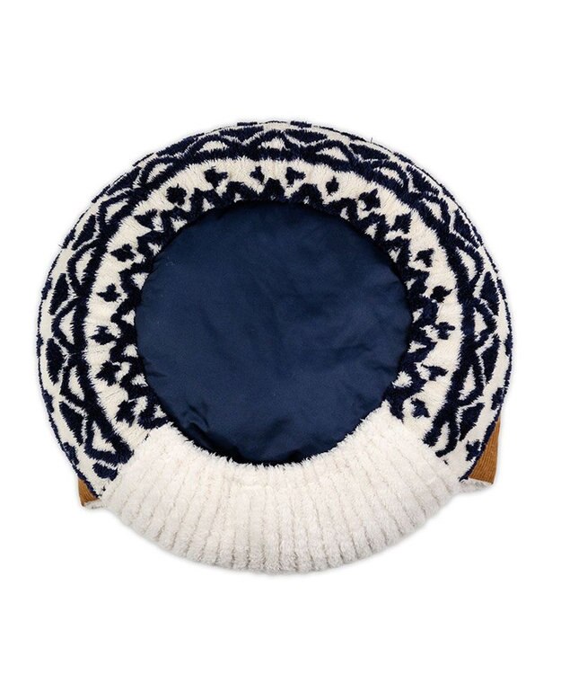 PET PARADISE ペットパラダイス 遠赤外線 丸型 寝袋 《カントリー柄》 Ｍ ホワイト×ネイビー