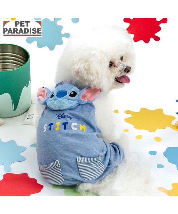 PET PARADISE ディズニー スティッチ 顔 ロンパース 《水色》小型犬 グレイッシュブルー