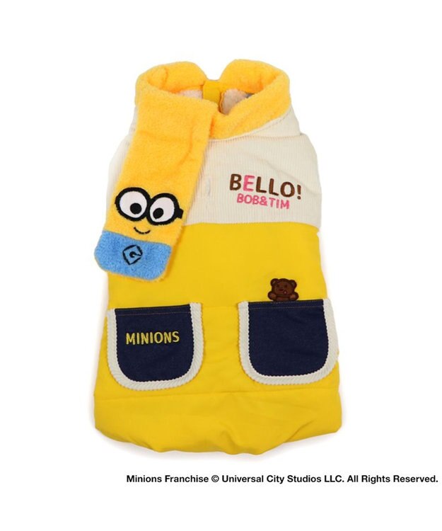 PET PARADISE ミニオン ボブ  遠赤外線 綿入れベスト マフラー付き 小型犬 イエロー
