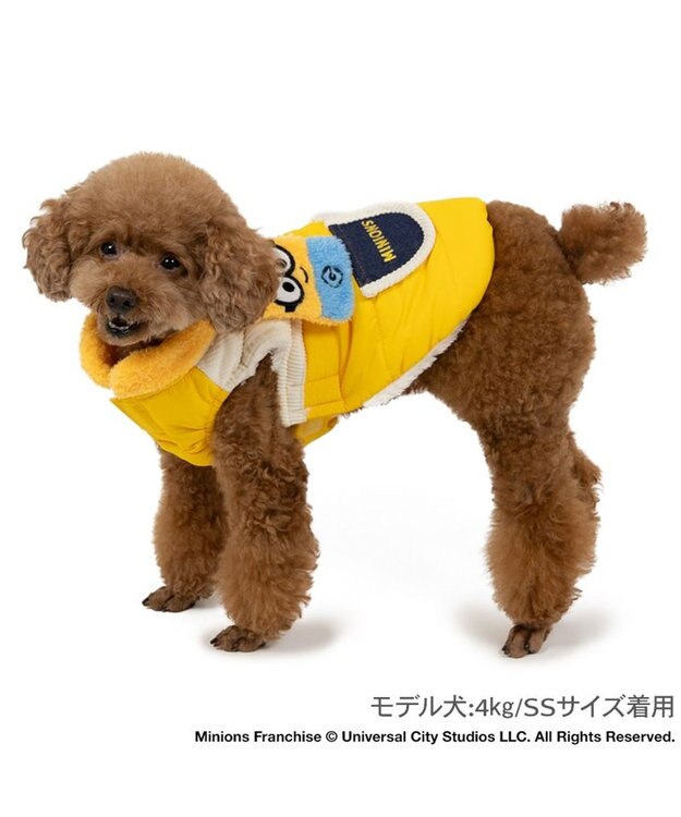 PET PARADISE ミニオン ボブ  遠赤外線 綿入れベスト マフラー付き 小型犬 イエロー