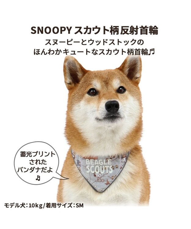 PET PARADISE スヌーピー 首輪 ビーグルスカウト柄 反射付き【ＳＭ】 中型犬 グレー