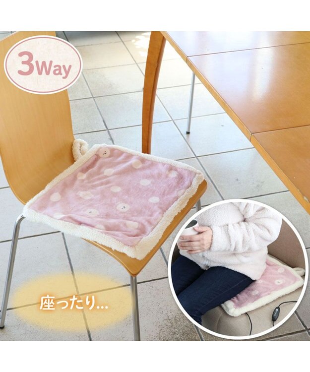 Mother garden ふわんこ USB ぽかぽか シートクッション ピンク（淡）