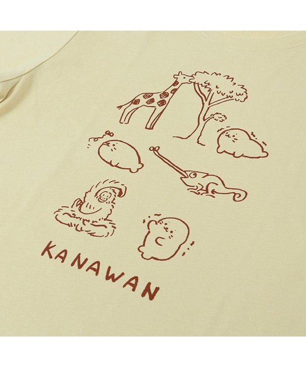 しろたん Tシャツ 半袖 《KANAWAN柄》 ベージュ色 S/M/L/XL