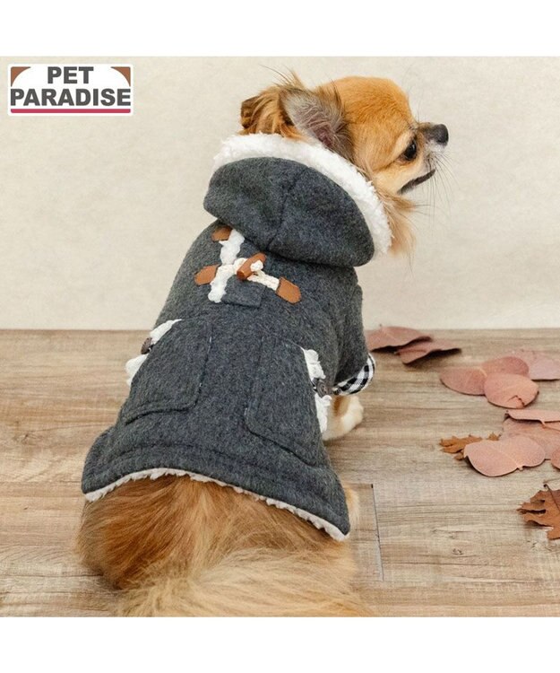 PET PARADISE ペットパラダイス フード付 ダッフルコート 小型犬 グレー