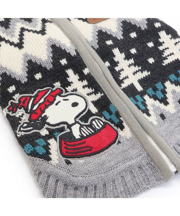 PET PARADISE スヌーピー 背中開き ニット雪遊び柄 《グレー》 中型犬 大型犬 グレー