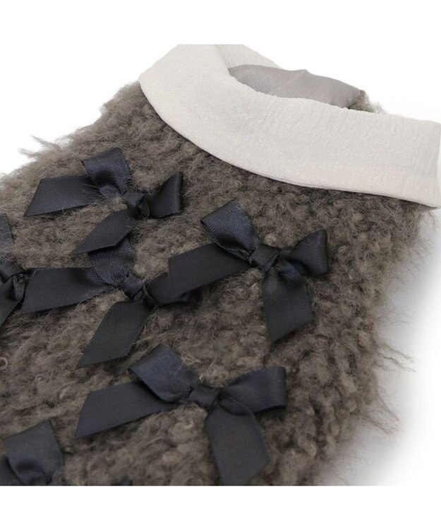 PET PARADISE cherircouture メニーリボンファーベスト 《グレー》 小型犬 グレー