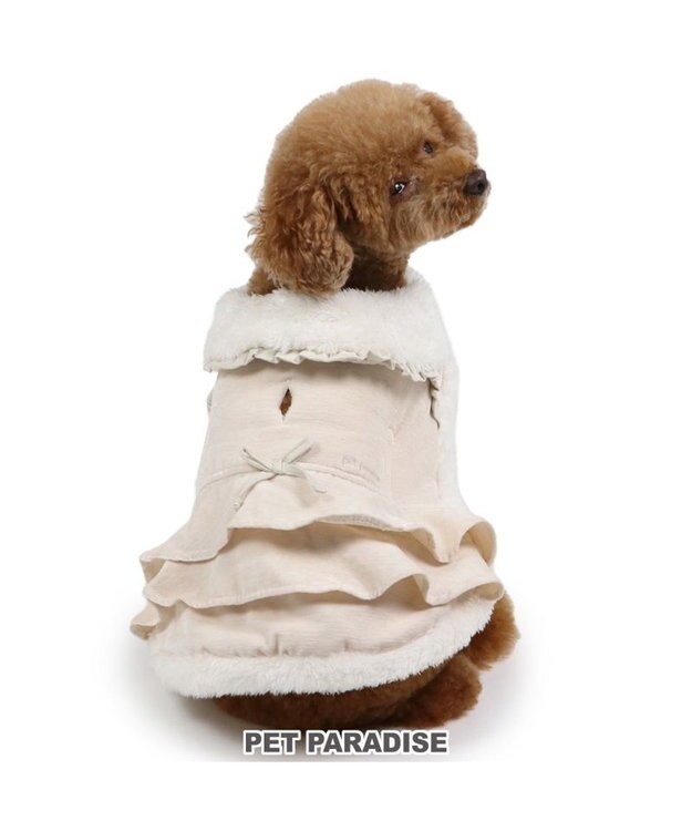 ペットパラダイス　フリルポンチョ　ホワイト　大型犬　完売品　フリル　リボン　L ペットパラダイス フリルポンチョ 《ホワイト》 中型犬 大型犬