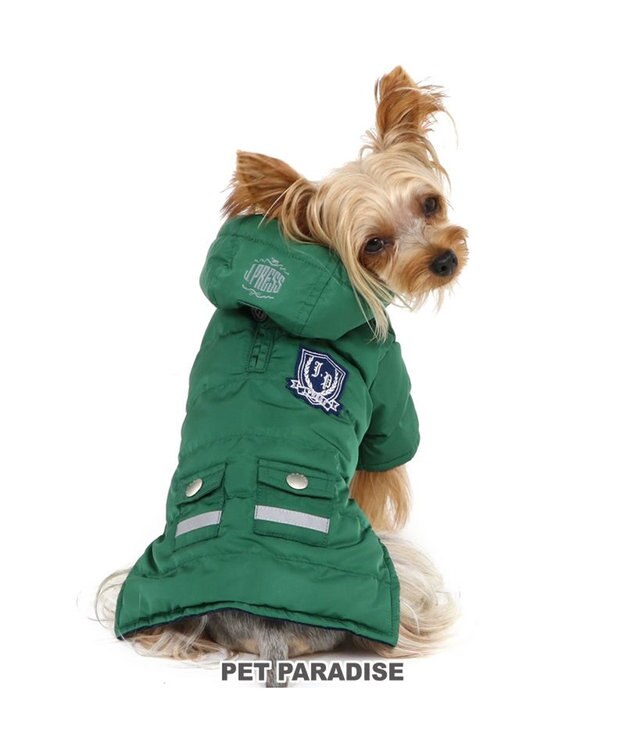 PET PARADISE 犬 服 J.PRESS 綿入り コート 【小型犬】 フライトコート グリーン 緑