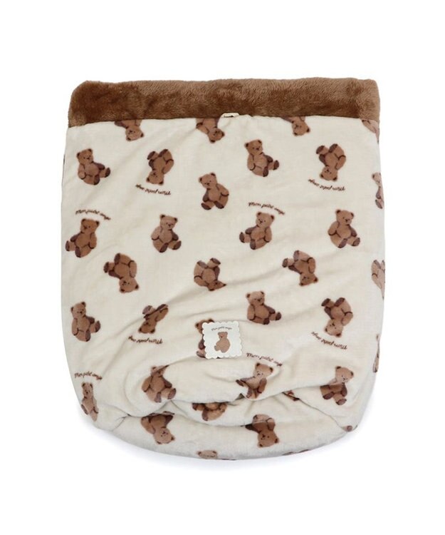 PET PARADISE ペットパラダイス くまちゃん 遠赤外線 寝袋  筒型 M (42×70cm) オフホワイト×ブラウン