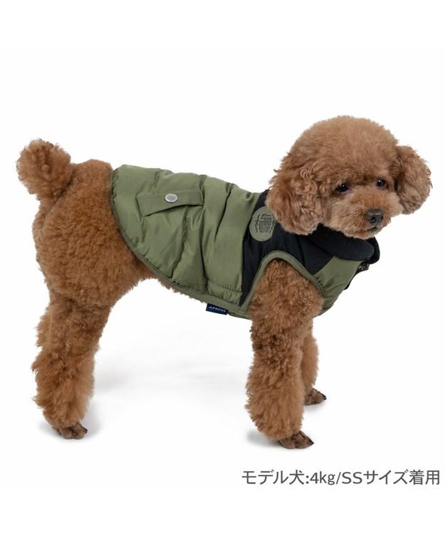 PET PARADISE J.PRESS バイカラーベスト 《カーキ》 小型犬 グリーン