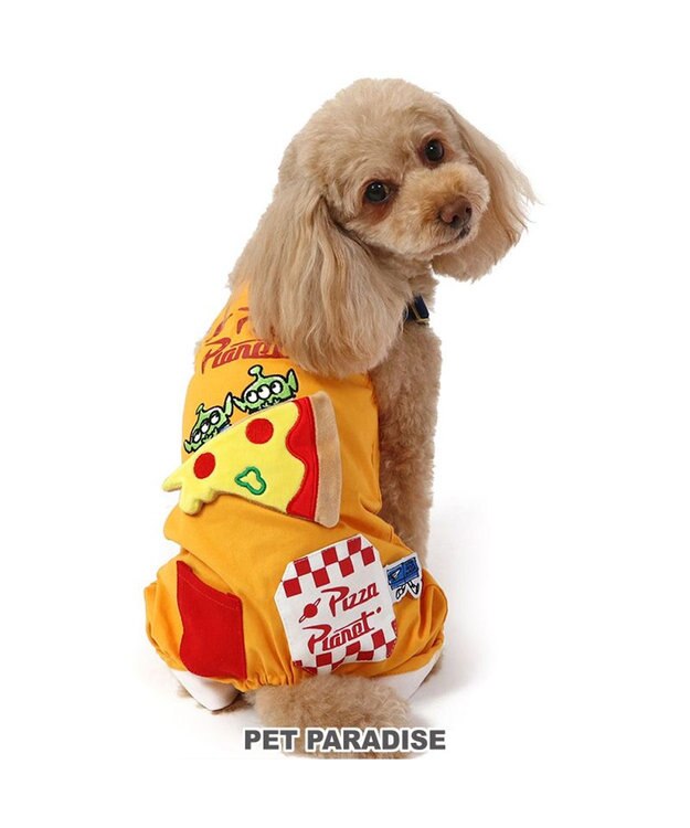 PET PARADISE ディズニー トイストーリー  ピザプラネット柄  オーバーオール 【小型犬】 オレンジ
