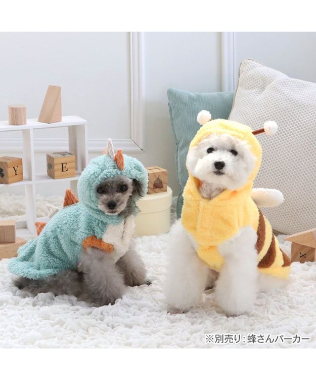 PET PARADISE ペットパラダイス 恐竜さん パーカー 小型犬 ターコイズ