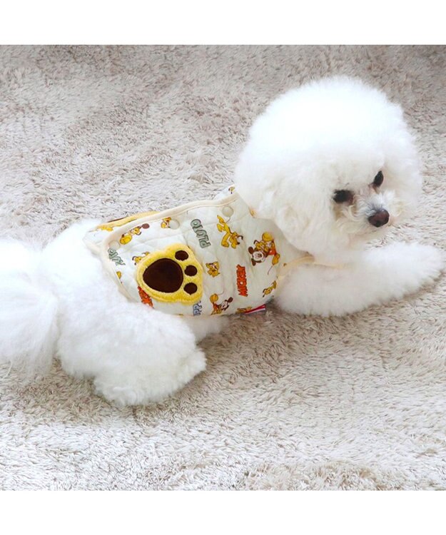 PET PARADISE ディズニー ミッキー&プルート 背中開き キルトベスト 小型犬 ベージュ