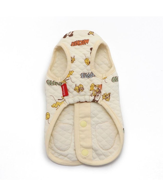 PET PARADISE ディズニー ミッキー&プルート 背中開き キルトベスト 小型犬 ベージュ