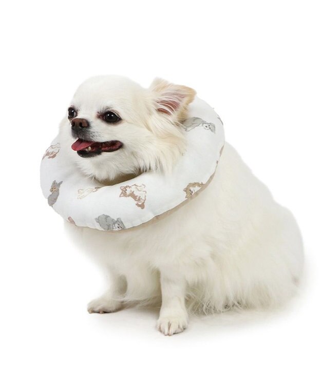 PET PARADISE ペットパラダイス makokoro エリザベスカラー 《わんちゃん柄》 ４Ｓ～３Ｓ 小型犬 ベージュ