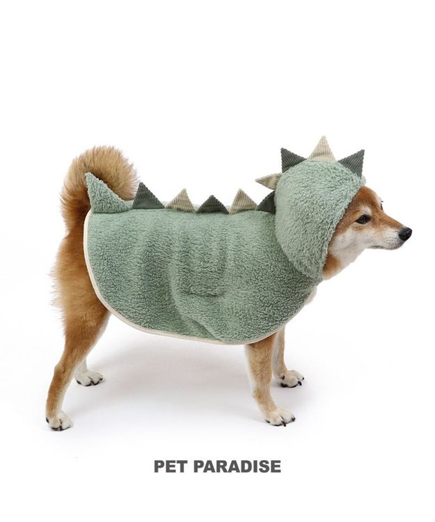 PET PARADISE ペットパラダイス 恐竜 ポンチョ もこもこ 中型犬 緑