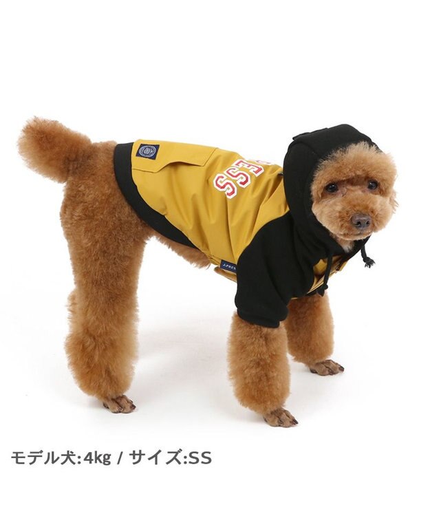 2018年干支ジップパーカー 狼×犬　ゴールド　Mサイズ J.PRESS ウィンドパーカー フード付き《イエロー》 小型犬 / PET