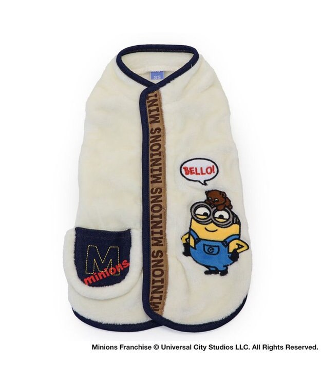 PET PARADISE ミニオン ボブ ワッペン 背中開き ベスト 小型犬 オフホワイト