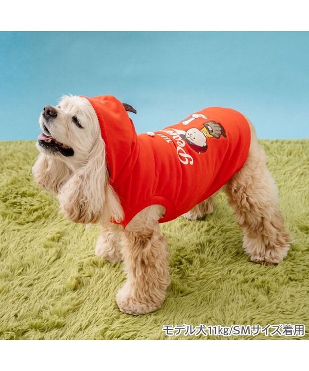 PET PARADISE スヌーピー 野球パーカー 《 ビンテージ 柄》 オレンジ  中型犬 大型犬 オレンジ
