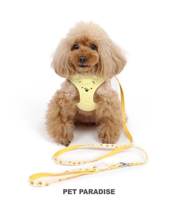 PET PARADISE くまのプーさん リード付きハーネス ふわふわパイル  4S /3S 黄
