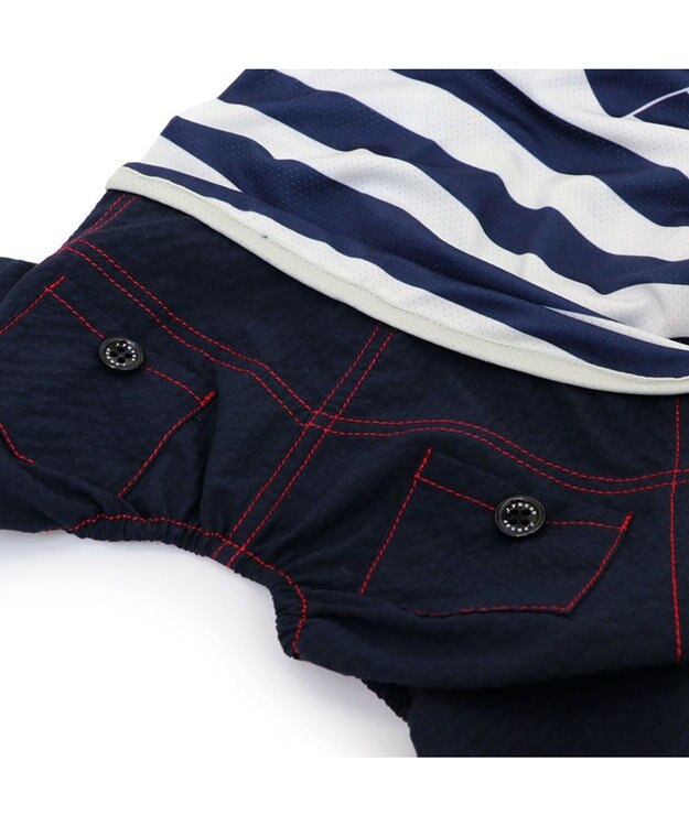 PET PARADISE J.PRESS エコメイドパンツつなぎ 小型犬 ホワイト×ネイビー